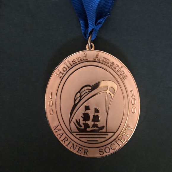 Holland America 100 Mariner Society Cruise Line Ship Copper Award Medal w/Blue R - Picture 2 of 2